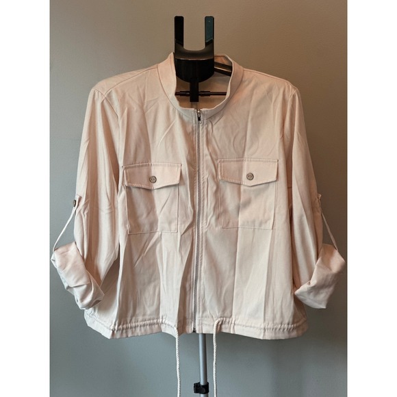 SHEIN Jackets & Blazers - SHEIN Utility Jacket Women 3XL Beige Roll Tab Cargo Gorpcore Streetwear